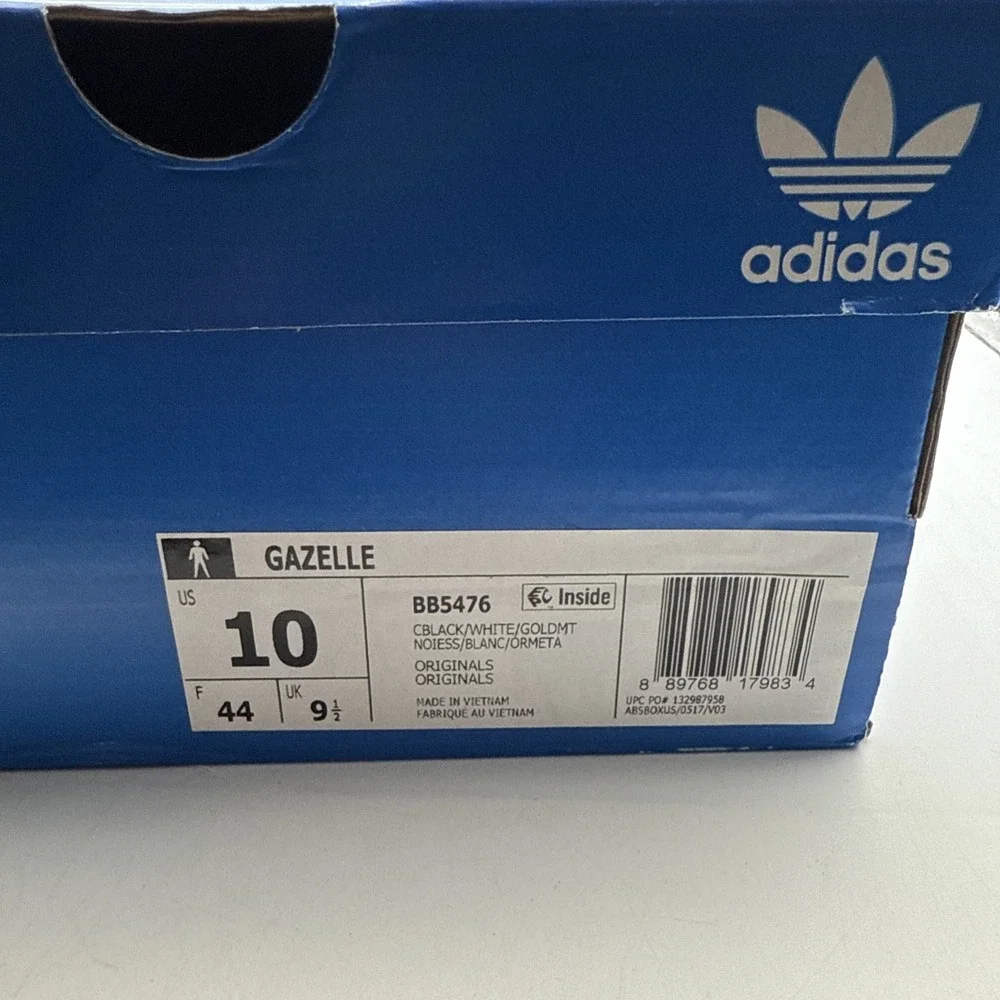 ADIDAS Originals Classic Gazelle Core Black Cloud White Gold‎ BB5476 Men 10 NWB